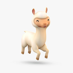 cute cartoon alpaca 3D
