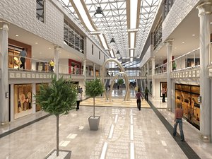 luxury mall interior scene 3D
