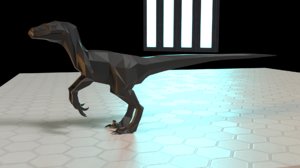 low-poly velociraptor dinosaur 3D model