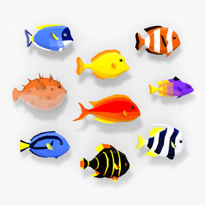3D style reef fishes model