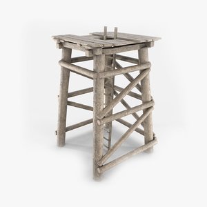 3D model wooden tower