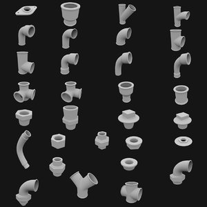 3D 31 pieces pipes fittings