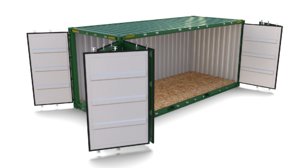 3D 20ft shipping container open model