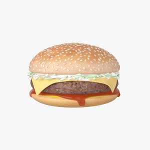 3D burger hamburger cheeseburger meat model