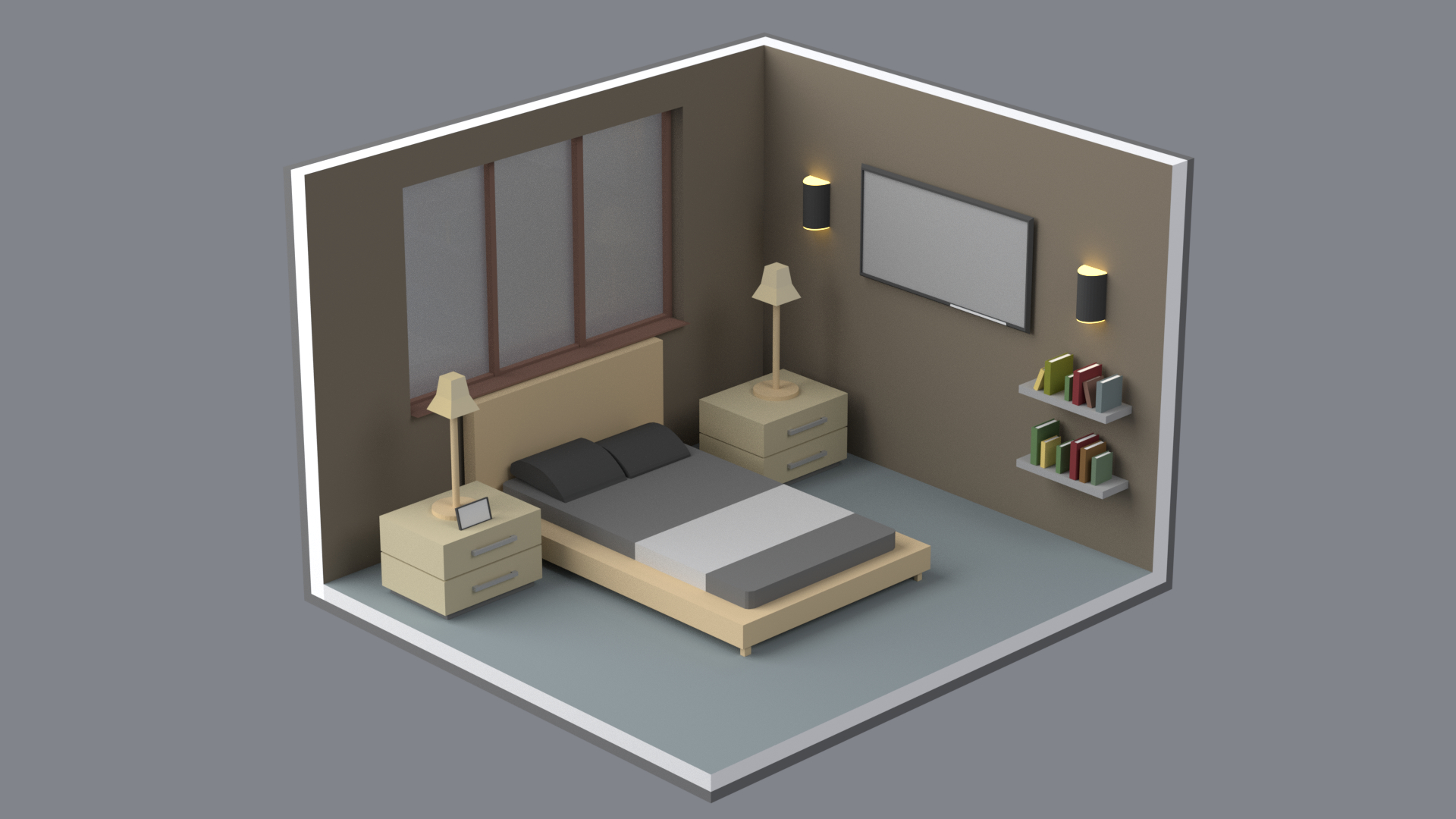 3d isometric Bedroom Blender