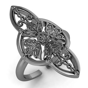 3D arabesque leaves ring