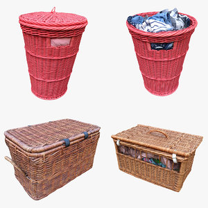 3D wicker storage baskets model