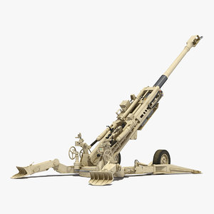 3D m777 howitzer 155mm desert model