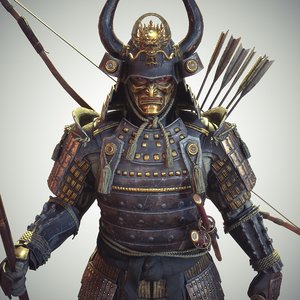 samurai character unity rigged 3D model