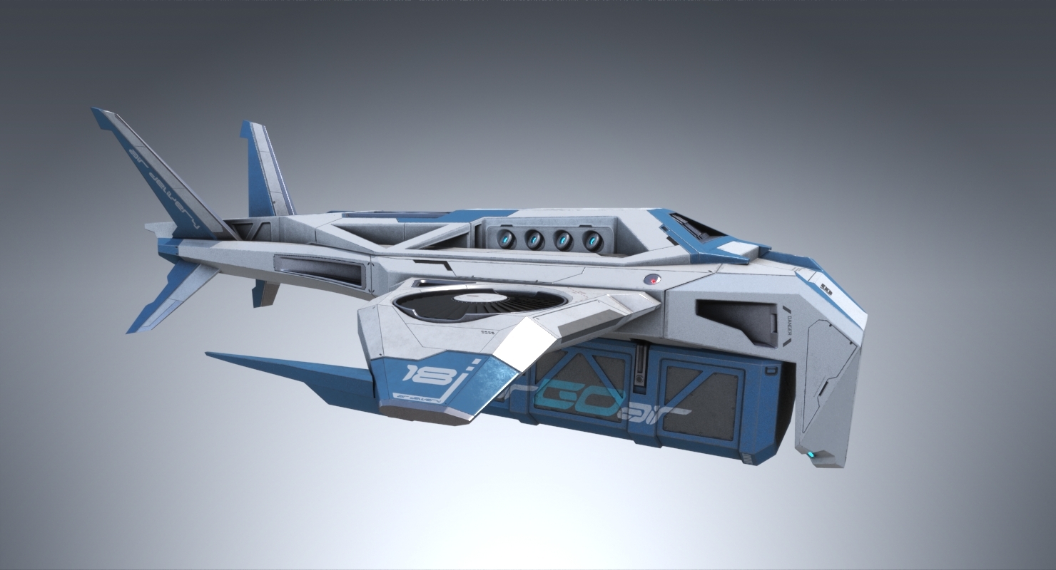 sci-fi cargo drone pbr 3d model