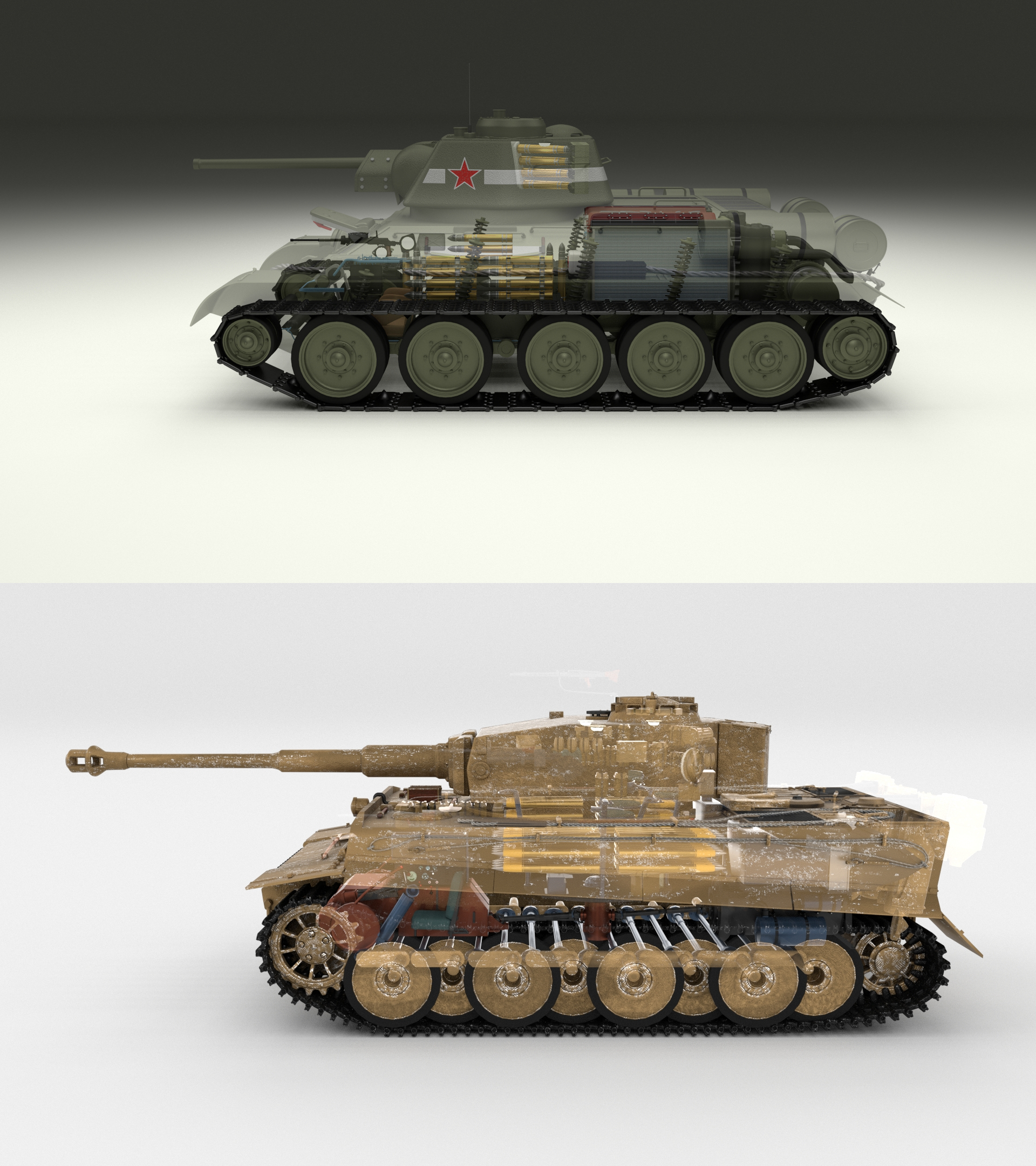 T34 76 Tiger Tank Early Pack Mit Interieur Und Motorraum