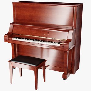 3D model piano upright wood music