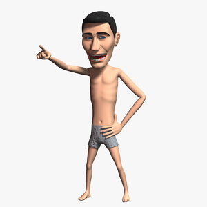 3D cartoon skinny guy rigged character model