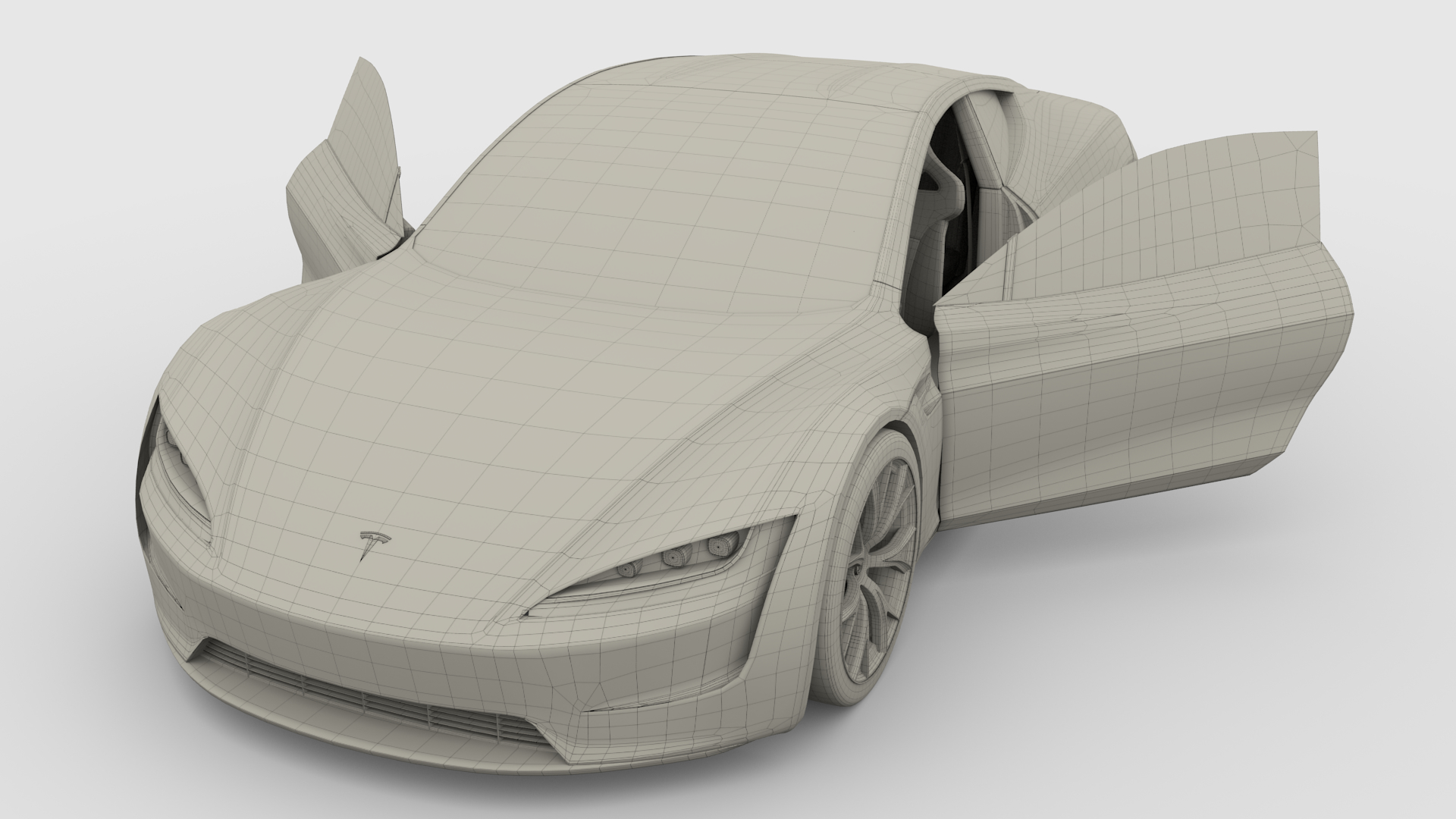 特斯拉跑车与内政3d模型