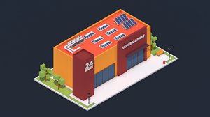 supermarket building bench 3D model