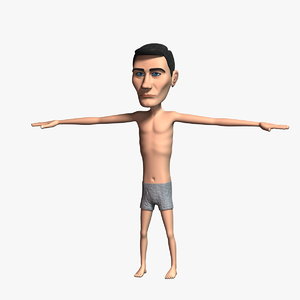 cartoon skinny guy character 3D model
