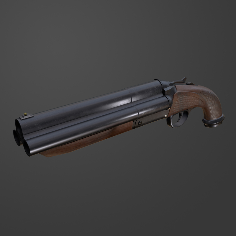 Free triple barrel shotgun pbr 3D model - TurboSquid 1327535