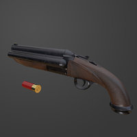 triple barrel shotgun pbr 3D model