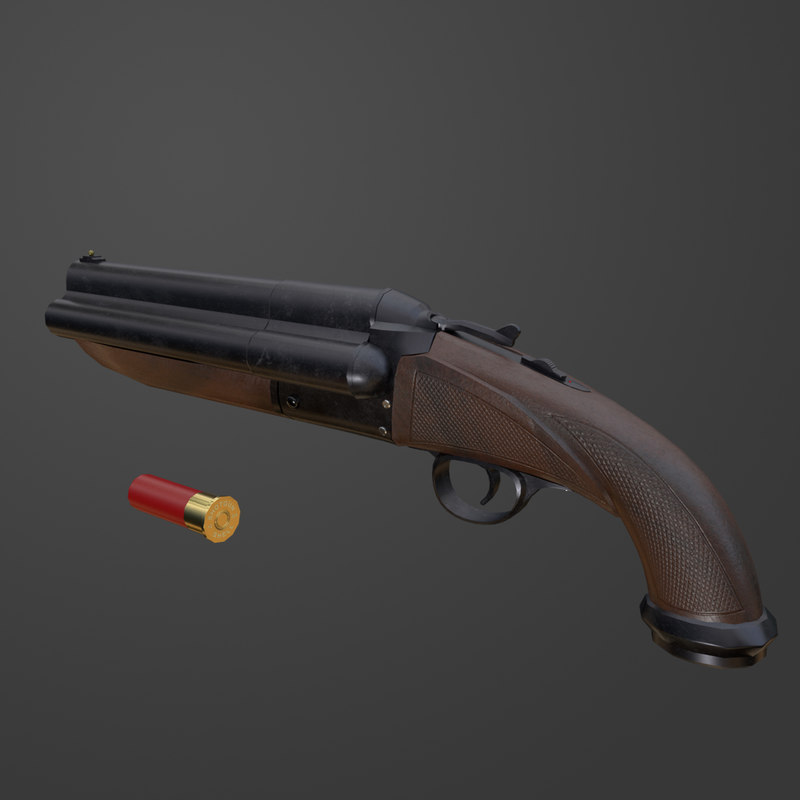 Free triple barrel shotgun pbr 3D model TurboSquid 1327535