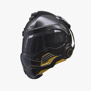 3D model cyborg sci-fi helmet