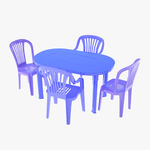 plastic chairs table 3D model