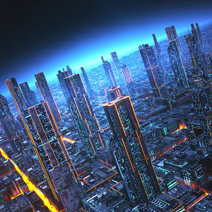 3D futuristic city future