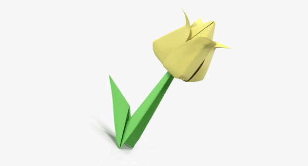 Modele 3d De Tulipe Jaune Fleur Origami Turbosquid 1328530