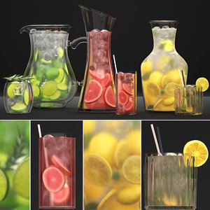 3D model beverages drinks decanters