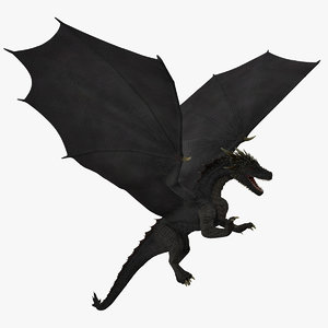 3D model black dragon flying
