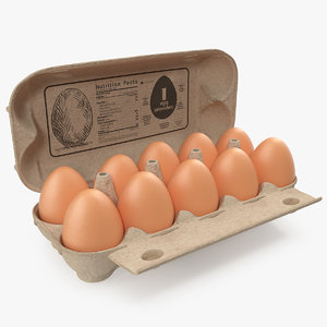eggs open carton package 3D