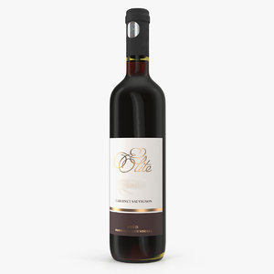 3D red wine bottle cabernet