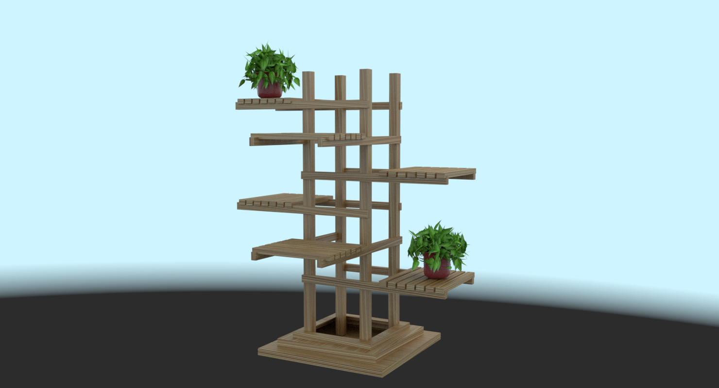 3d Model Wooden Pedestal Plant Stand Turbosquid 1329295