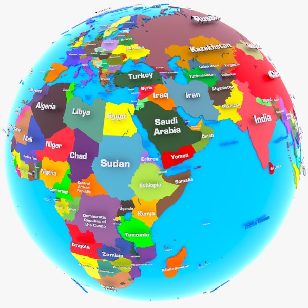 3d Globe Animation With Countries 3D Model Geopolitical Earth Globe World - Turbosquid 1329308