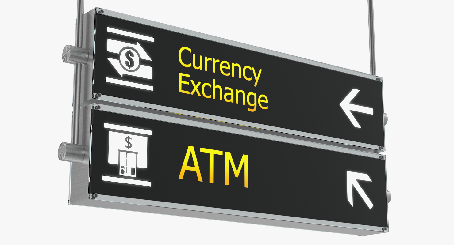 机场标志货币兑换atm3d模型