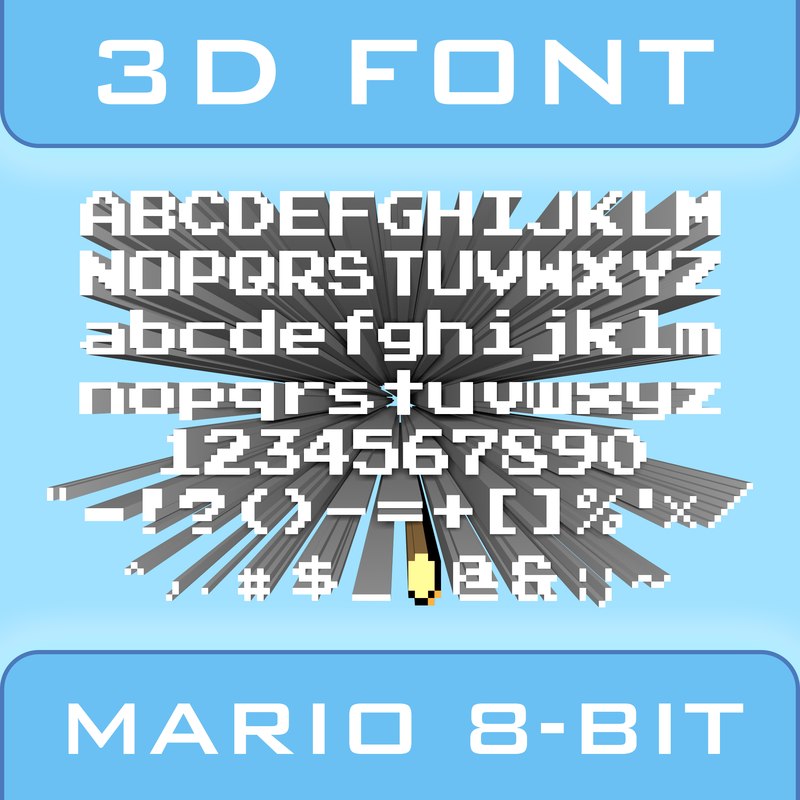 3d Mario 8 Bitフォント3dモデル Turbosquid