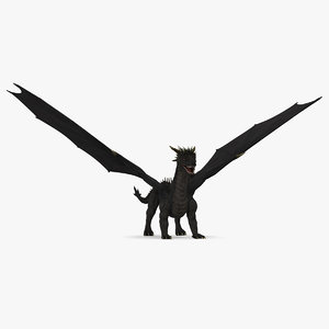 3D black mythical dragon model