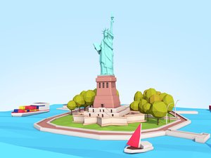 3D statue liberty scene