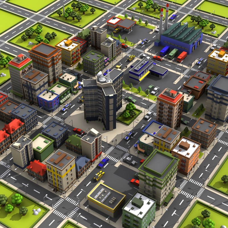 Cartoon city 2 3D model - TurboSquid 1330736