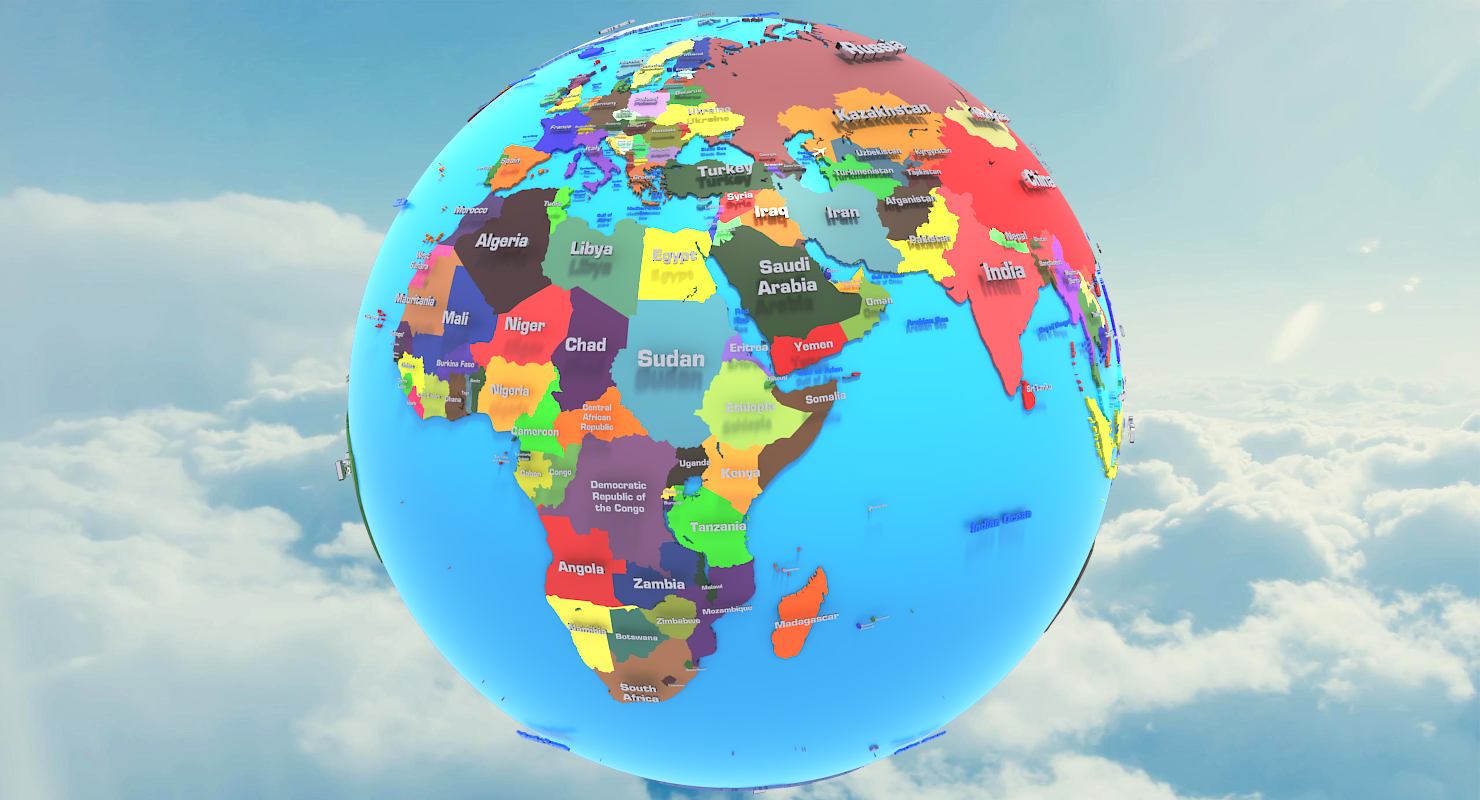3d geopolitical earth globe states