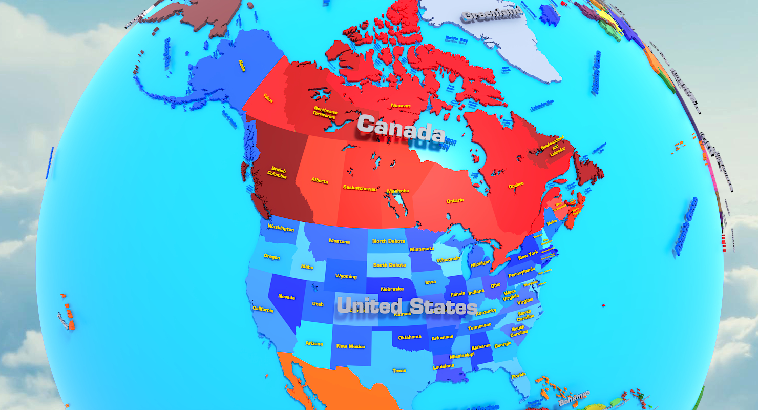 3d geopolitical earth globe states