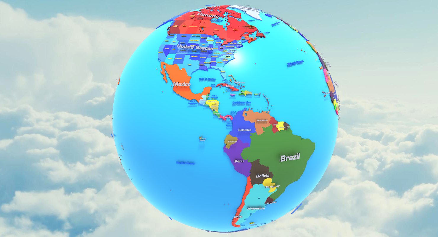 3d geopolitical earth globe states