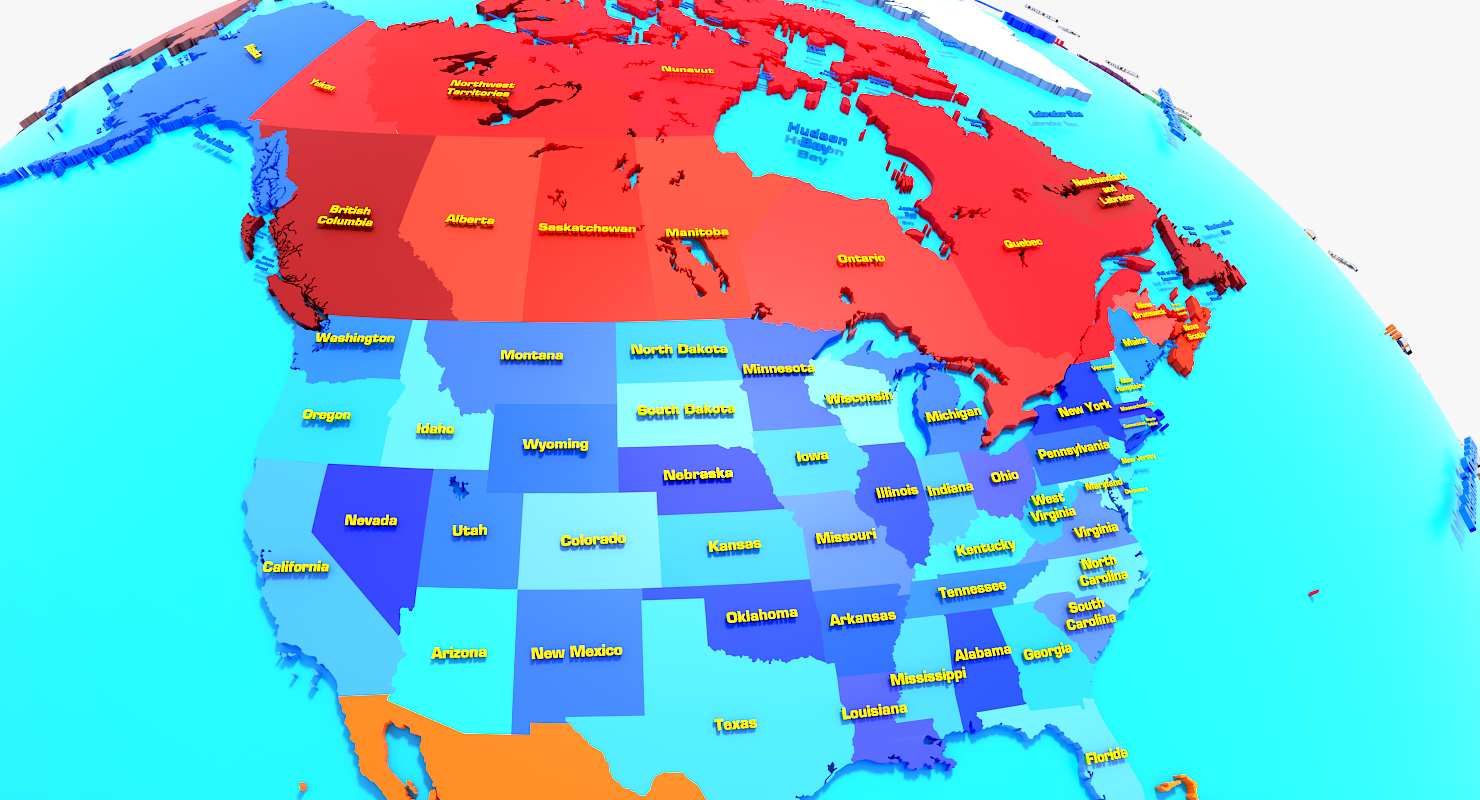 全球地缘政治 美国国家3d模型