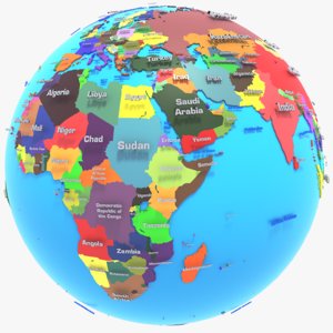 3D geopolitical earth globe states
