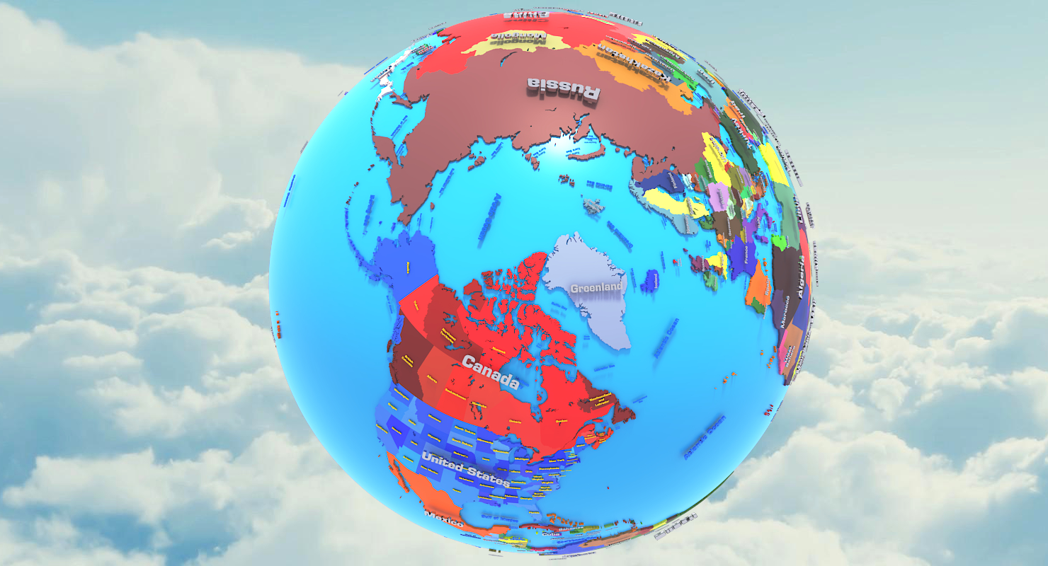 3d geopolitical earth globe states
