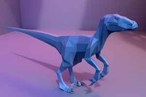 3D model low-poly velociraptor animations