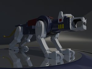 3D blue lion voltron robot model