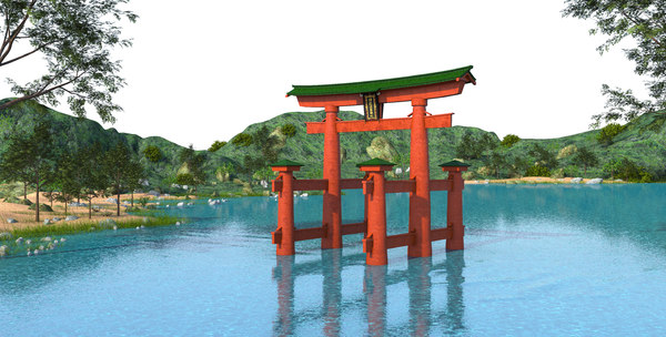 Santuario De Itsukushima O Torii Japao Modelo 3d Turbosquid