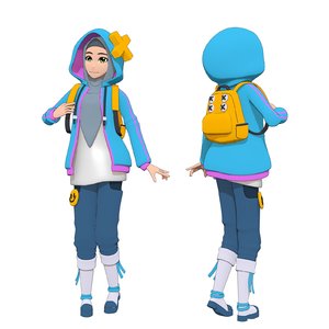 hijab anime girl 3D