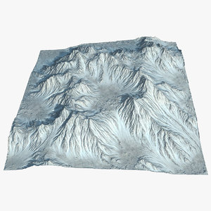3D model mountain range valley terrain landscape