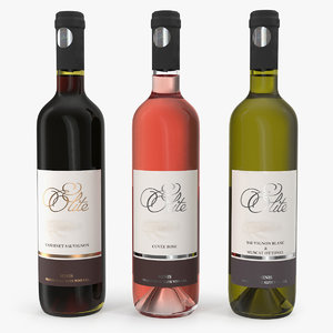3D model wine bottles